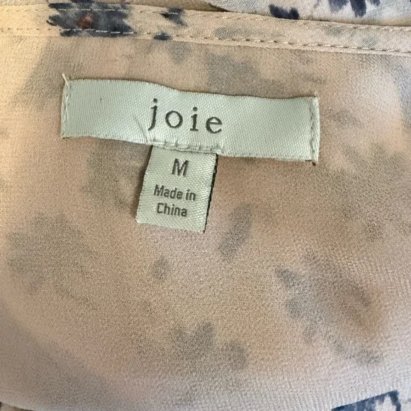 NWOT Joie Blush Pink  Floral Ruffle Tie-Waist Long Sleeve SILK Dress - Picture 7 of 8